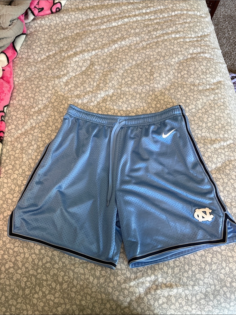Nike Light Blue UNC Basketball Shorts with Black Trim